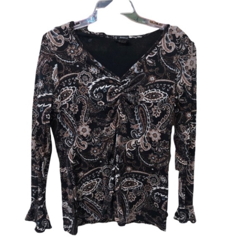 GEORGE Black Brown And White PAISLEY Blouse Size MEDIUM